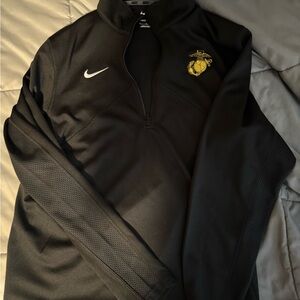 Nike Men's Black Military Jacket with Gold Emblem